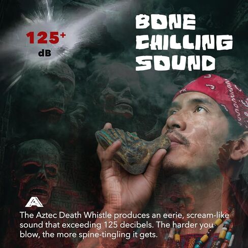 صافرة الموت الأزتيكية، أعلى صوت بشري أصلي يصرخ 125+ ديسيبل - سهل النفخ للهالوين وهواة الجمع (فيروزي وذهبي) in Kuwait