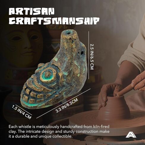 صافرة الموت الأزتيكية، أعلى صوت بشري أصلي يصرخ 125+ ديسيبل - سهل النفخ للهالوين وهواة الجمع (فيروزي وذهبي) in Kuwait