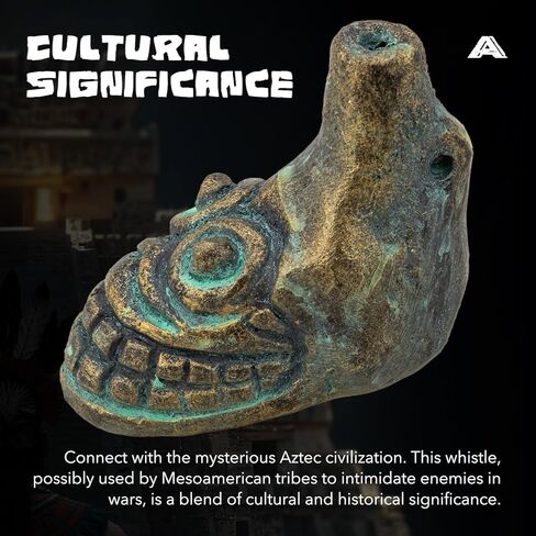 صافرة الموت الأزتيكية، أعلى صوت بشري أصلي يصرخ 125+ ديسيبل - سهل النفخ للهالوين وهواة الجمع (فيروزي وذهبي) in Kuwait