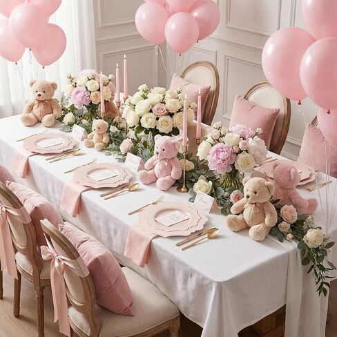 COLOSUS 60 Pack Pink Plastic Plates Set for 30 Guest,Pink Party Plates,Heavy Duty Pink Plates,include 30 Dinner plates& 30 Salad/Dessert plates for Party,Spring,Wedding,Birthday,Valentines,Easter Day in Saudi Arabia