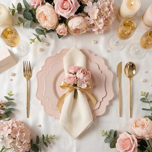 COLOSUS 60 Pack Pink Plastic Plates Set for 30 Guest,Pink Party Plates,Heavy Duty Pink Plates,include 30 Dinner plates& 30 Salad/Dessert plates for Party,Spring,Wedding,Birthday,Valentines,Easter Day in Saudi Arabia