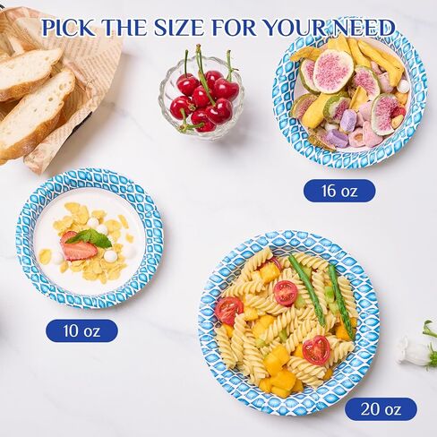 MUCHII 300 Count Paper Bowls 10 Oz Disposable Bowls, Printed Soak Proof Small Bowls for Snacks, Dessert, And Light Lunch Meals in Kuwait