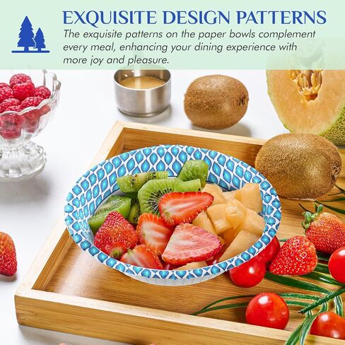 MUCHII 300 Count Paper Bowls 10 Oz Disposable Bowls, Printed Soak Proof Small Bowls for Snacks, Dessert, And Light Lunch Meals in Kuwait