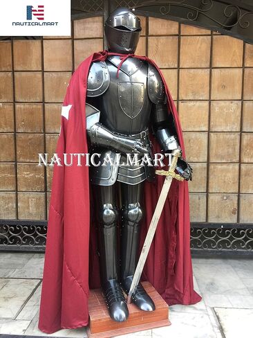 Black Knight Medieval Suit of Armor with Cloak & Armor Stand Halloween Costume in Saudi Arabia