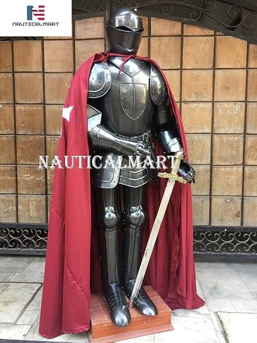 Black Knight Medieval Suit of Armor with Cloak & Armor Stand Halloween Costume in Saudi Arabia