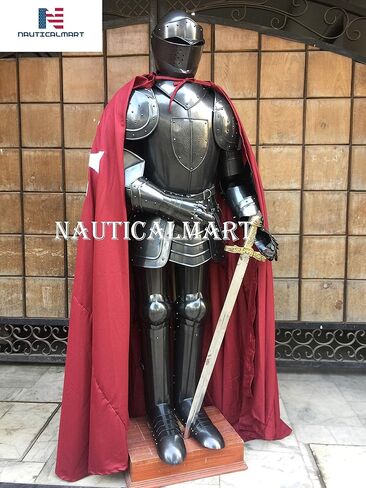 Black Knight Medieval Suit of Armor with Cloak & Armor Stand Halloween Costume in Saudi Arabia