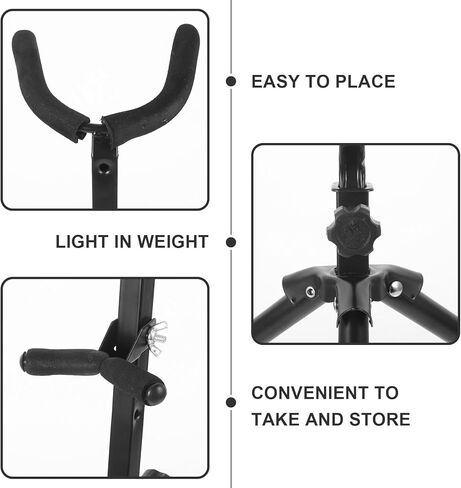 Toddmomy Portable Saxophone Stand Holder with Weighted Base, Floor Saxophone Display Rack for Alto Tenor Sax, Instrument Support Holder for Music Practice and Performance in Kuwait