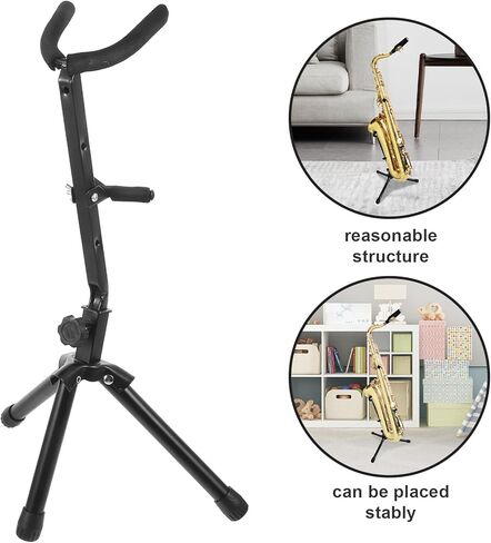 Toddmomy Portable Saxophone Stand Holder with Weighted Base, Floor Saxophone Display Rack for Alto Tenor Sax, Instrument Support Holder for Music Practice and Performance in Kuwait