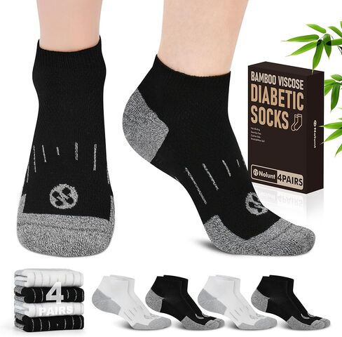 Diabetic Socks for Men,4 & 6 Pairs Low Cut Bamboo Viscose Wide Mens Diabetic Socks Size 9-12 10-13 in Saudi Arabia