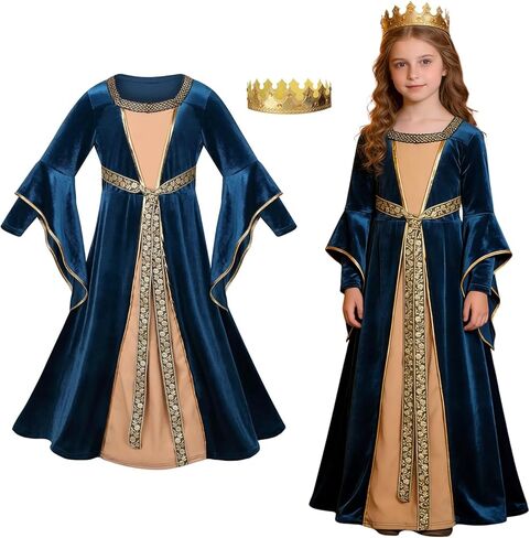 Medieval Renaissance Costume Girls Princess Fairy Custom Dress 2PCS Party Cosplay in Kuwait