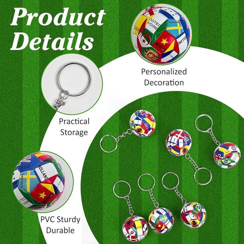 كرة القدم سلسلة المفاتيح كرة القدم مفتاح سلسلة مع الأعلام الوطنية، هدايا كرة القدم وملحقاتها للبضائع الرياضية للرجال in Kuwait