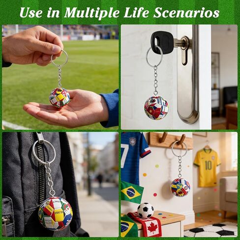 كرة القدم سلسلة المفاتيح كرة القدم مفتاح سلسلة مع الأعلام الوطنية، هدايا كرة القدم وملحقاتها للبضائع الرياضية للرجال in Kuwait