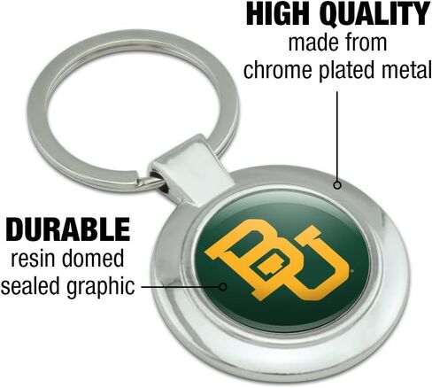 Baylor University Primary Logo Keychain Classy Round Chrome Plated Metal in Saudi Arabia