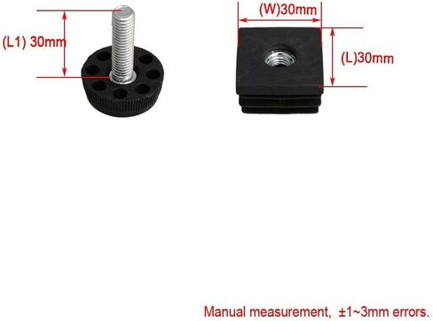 10 قطع من أغطية نهاية كرسي الأثاث البلاستيكي الأسود، أغطية طرفية للساق، إدراج المقابس مع ضبط أقدام الخيط لأنبوب الأنابيب المربعة (1.18 × 1.18 × 1.18 بوصة (طول × عرض × ارتفاع)) in Kuwait