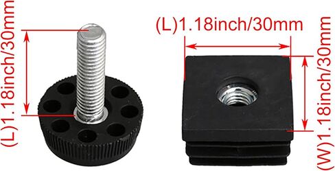 10 قطع من أغطية نهاية كرسي الأثاث البلاستيكي الأسود، أغطية طرفية للساق، إدراج المقابس مع ضبط أقدام الخيط لأنبوب الأنابيب المربعة (1.18 × 1.18 × 1.18 بوصة (طول × عرض × ارتفاع)) in Kuwait