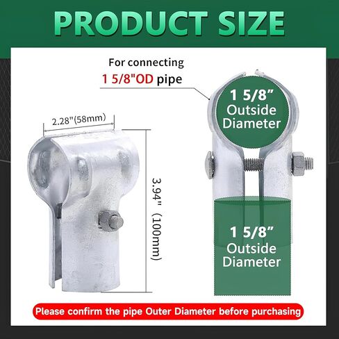 KINNAN 1-5/8 X 1-5/8 مشبك نهاية السكك الحديدية T لسياج ربط السلسلة، فولاذ مجلفن لأنابيب OD 1-5/8 بوصة، 12 قطعة من البراغي والصواميل متضمنة in Kuwait