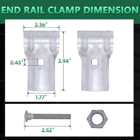 KINNAN 1-5/8 X 1-5/8 مشبك نهاية السكك الحديدية T لسياج ربط السلسلة، فولاذ مجلفن لأنابيب OD 1-5/8 بوصة، 12 قطعة من البراغي والصواميل متضمنة in Kuwait