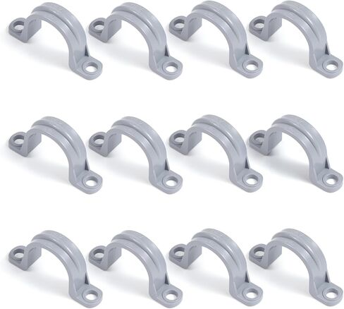 12 قطعة 3/4 مشابك أنابيب بولي كلوريد الفينيل، 3/4 بوصة أشرطة أنابيب بولي كلوريد الفينيل 2 فتحة مشبك قناة بلاستيكية للأنابيب مشبك خرطوم بلاستيكي للكابلات الكهربائية وأنابيب السباكة حامل دعامات عمود شماعات معدنية على شكل حرف U in Kuwait