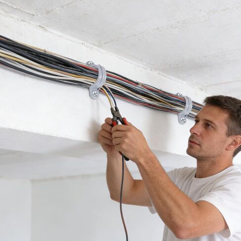 12 قطعة 3/4 مشابك أنابيب بولي كلوريد الفينيل، 3/4 بوصة أشرطة أنابيب بولي كلوريد الفينيل 2 فتحة مشبك قناة بلاستيكية للأنابيب مشبك خرطوم بلاستيكي للكابلات الكهربائية وأنابيب السباكة حامل دعامات عمود شماعات معدنية على شكل حرف U in Kuwait