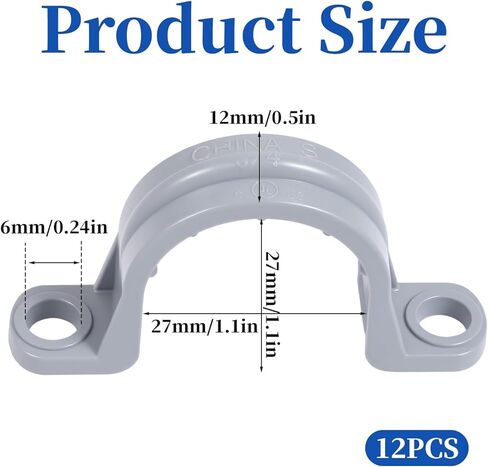 12 قطعة 3/4 مشابك أنابيب بولي كلوريد الفينيل، 3/4 بوصة أشرطة أنابيب بولي كلوريد الفينيل 2 فتحة مشبك قناة بلاستيكية للأنابيب مشبك خرطوم بلاستيكي للكابلات الكهربائية وأنابيب السباكة حامل دعامات عمود شماعات معدنية على شكل حرف U in Kuwait