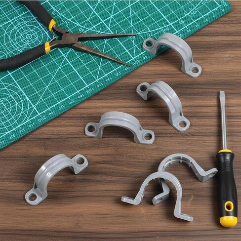 12 قطعة 3/4 مشابك أنابيب بولي كلوريد الفينيل، 3/4 بوصة أشرطة أنابيب بولي كلوريد الفينيل 2 فتحة مشبك قناة بلاستيكية للأنابيب مشبك خرطوم بلاستيكي للكابلات الكهربائية وأنابيب السباكة حامل دعامات عمود شماعات معدنية على شكل حرف U in Kuwait