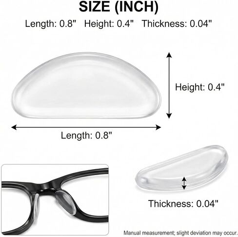 30 Pairs Glasses Nose Pads, D-Shaped Silicone Anti-Slip Nose Pad Stickers for Eyeglasses & Sunglasses, Soft Adhesive Nose Pieces, 15 Clear + 15 Black, 0.8" x 0.4" x 0.04" in Kuwait