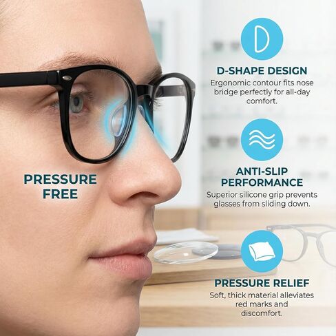 30 Pairs Glasses Nose Pads, D-Shaped Silicone Anti-Slip Nose Pad Stickers for Eyeglasses & Sunglasses, Soft Adhesive Nose Pieces, 15 Clear + 15 Black, 0.8" x 0.4" x 0.04" in Kuwait