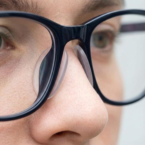 30 Pairs Glasses Nose Pads, D-Shaped Silicone Anti-Slip Nose Pad Stickers for Eyeglasses & Sunglasses, Soft Adhesive Nose Pieces, 15 Clear + 15 Black, 0.8" x 0.4" x 0.04" in Kuwait