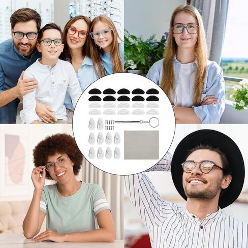 15 زوجًا من وسادات أنف النظارات، وسادات أنف من السيليكون الناعم | وسادة أنف لاصقة، مع براغي ومفك براغي وقطعة قماش للتنظيف، وسادة جسر أنف مضادة للانزلاق للنظارات الشمسية (نوعان) in Saudi Arabia
