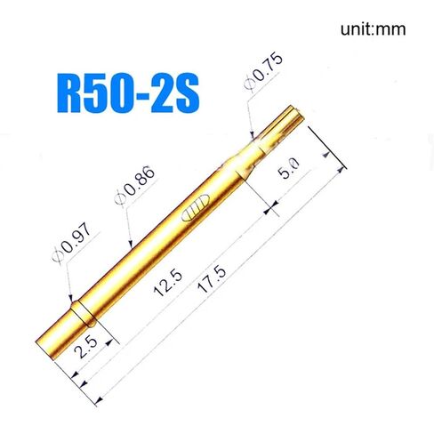 حزمة من 100 قطعة من أنبوب إبرة مسبار الاختبار R50-2S القطر الخارجي 0.86 مللي متر طول 17.5 مللي متر مقبس مسبار اختبار الربيع in Saudi Arabia