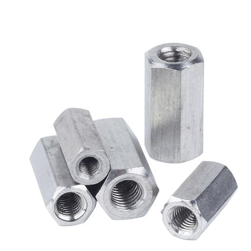 M4 Hex Coupling Nuts 304 Stainless Steel Long Nut Connection Threaded Bar Stud Hardware Accessories(M4x6x14mm-5pcs) in Saudi Arabia
