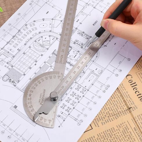 منقلة زاوية من الفولاذ المقاوم للصدأ، منقلة معدنية 0-180 درجة 30 سم/ 11.8 بوصة مسطرة لكشف زوايا الذراع ومسطرة النجارة in Kuwait