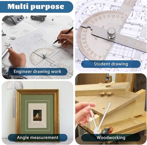 منقلة زاوية من الفولاذ المقاوم للصدأ، منقلة معدنية 0-180 درجة 30 سم/ 11.8 بوصة مسطرة لكشف زوايا الذراع ومسطرة النجارة in Kuwait