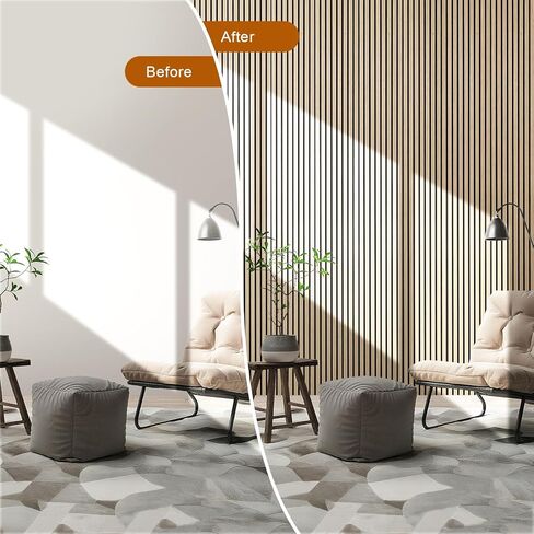 Acoustic Wood Slat Wall Panels, Soundproof Paneling for Interior Wall Decor, Modern Design 4-pack 12.6" × 93.9" (White Oak,) in Saudi Arabia