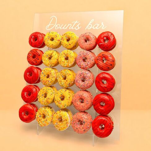 حامل عرض حائط على شكل دونات من ZOOYOO - حامل دونات أكريليك كبير يحمل 50 دونات (26 × 22 بوصة) - لوح دونات لحفلات الزفاف، والحفلات، وديكور طاولة الحلوى لحفلات استقبال الأطفال in Kuwait