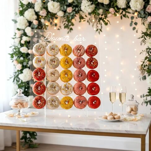 حامل عرض حائط على شكل دونات من ZOOYOO - حامل دونات أكريليك كبير يحمل 50 دونات (26 × 22 بوصة) - لوح دونات لحفلات الزفاف، والحفلات، وديكور طاولة الحلوى لحفلات استقبال الأطفال in Kuwait