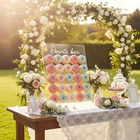 حامل عرض حائط على شكل دونات من ZOOYOO - حامل دونات أكريليك كبير يحمل 50 دونات (26 × 22 بوصة) - لوح دونات لحفلات الزفاف، والحفلات، وديكور طاولة الحلوى لحفلات استقبال الأطفال in Kuwait