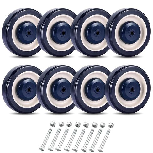 NYXOVA Shopping Cart Replacement Wheels Kit 8-Pack, 5" TPU Silent Supermarket Casters with Double Ball Bearings, Durable Replacement for Grocery Carts (Blue) in Saudi Arabia