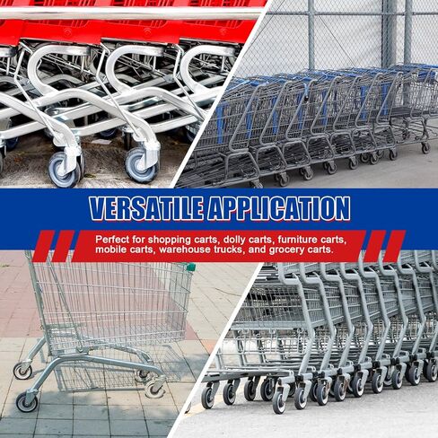 NYXOVA Shopping Cart Replacement Wheels Kit 8-Pack, 5" TPU Silent Supermarket Casters with Double Ball Bearings, Durable Replacement for Grocery Carts (Blue) in Saudi Arabia