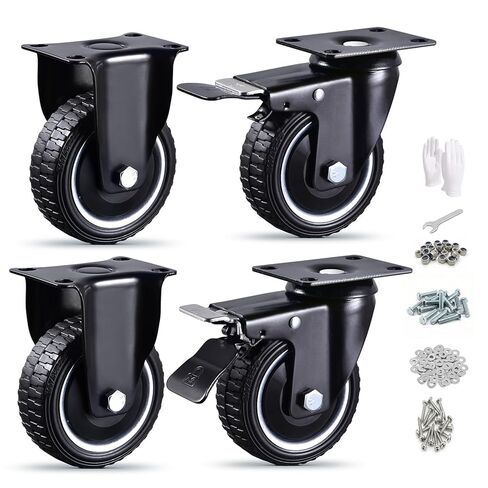 4 Inch Caster Wheels Set of 4 Heavy Duty Casters with Total Enclosure Dust Covers, Locking Industrial Swivel Rubber Wheels for Workbench, Cart and Tool Box, 1000 Lbs Capacity in Kuwait