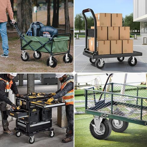 Pneumatic Casters 8 Inch 4-Pack, 2 Swivel (2 Brake) & 2 Rigid, Heavy Duty Casters 800 LBS Capacity, Rubber Wheel for Workbench, Cart, Trolley,Wagon and Shelves in Saudi Arabia