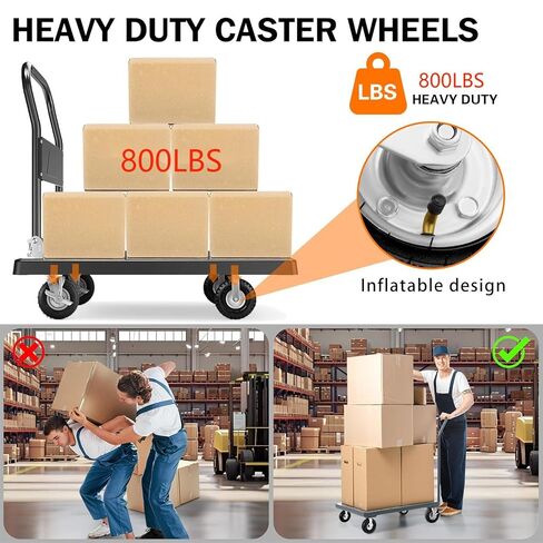 Pneumatic Casters 8 Inch 4-Pack, 2 Swivel (2 Brake) & 2 Rigid, Heavy Duty Casters 800 LBS Capacity, Rubber Wheel for Workbench, Cart, Trolley,Wagon and Shelves in Saudi Arabia