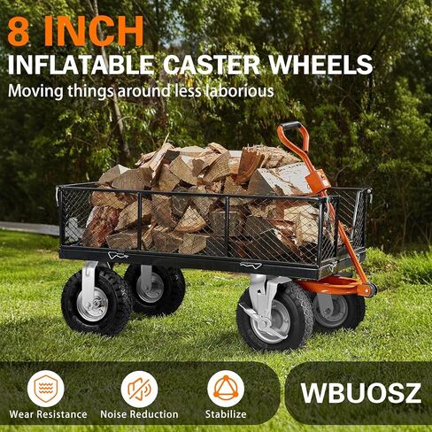Pneumatic Casters 8 Inch 4-Pack, 2 Swivel (2 Brake) & 2 Rigid, Heavy Duty Casters 800 LBS Capacity, Rubber Wheel for Workbench, Cart, Trolley,Wagon and Shelves in Saudi Arabia