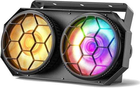 أضواء المسرح أضواء كاشفة، 2 × 100 واط دافئ/بارد أبيض COB Par Light & 48x0.2 واط RGB LED أضواء بليندر، DMX/Master-Slave/تلقائي/صوتي منشط ريترو Uplights للأحداث وحفلات الزفاف والرقص - حزمة واحدة in Kuwait