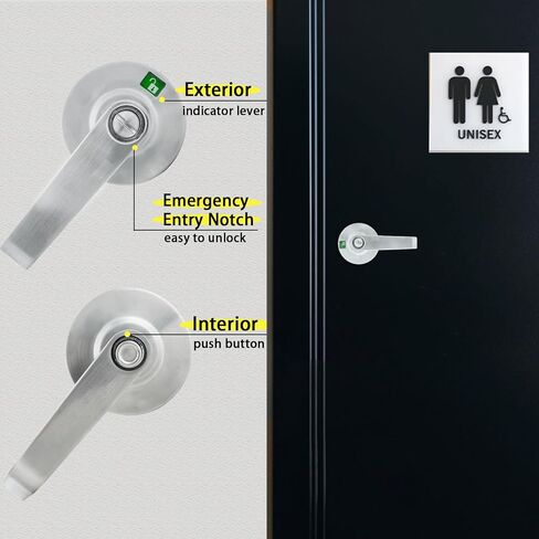 Commercial Privacy Indicator Lock, Heavy Duty Grade 2 Bathroom Door Handle with Occupied Indicator, UL 3 Hour Fire Rated, ADA Compliant, Satin Chrome Finish 26D, 2-3/4''Backset, XGBK-Indicator in Saudi Arabia