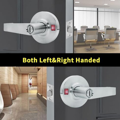 Commercial Privacy Indicator Lock, Heavy Duty Grade 2 Bathroom Door Handle with Occupied Indicator, UL 3 Hour Fire Rated, ADA Compliant, Satin Chrome Finish 26D, 2-3/4''Backset, XGBK-Indicator in Saudi Arabia