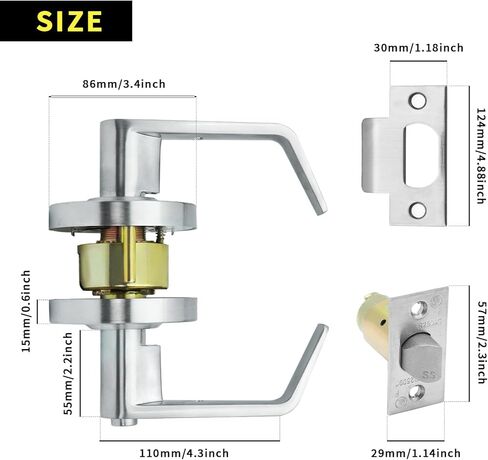 Commercial Privacy Indicator Lock, Heavy Duty Grade 2 Bathroom Door Handle with Occupied Indicator, UL 3 Hour Fire Rated, ADA Compliant, Satin Chrome Finish 26D, 2-3/4''Backset, XGBK-Indicator in Saudi Arabia