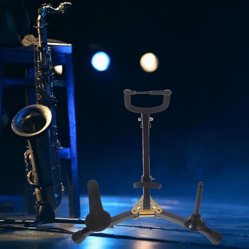 ibasenice Foldable Alto Tenor Saxophone Stand Holder with 2 Flute and Clarinet Pegs, Portable Folding Saxophone Rack Compatible with Alto and Tenor Sax, Wind Instrument Accessory for Music in Saudi Arabia