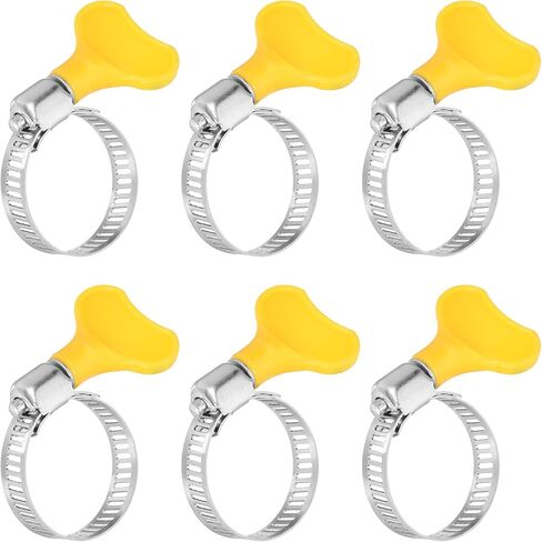 6 قطع من uxcell مشابك خرطوم من الفولاذ المقاوم للصدأ، 19-29 مم (3/4 بوصة إلى 1-1/8 بوصة) مشابك برغي إبهام قابلة للتعديل، مشابك خط الوقود، عرض النطاق الترددي 8 مم للسباكة، أصفر in Kuwait