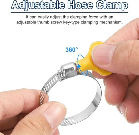 6 قطع من uxcell مشابك خرطوم من الفولاذ المقاوم للصدأ، 19-29 مم (3/4 بوصة إلى 1-1/8 بوصة) مشابك برغي إبهام قابلة للتعديل، مشابك خط الوقود، عرض النطاق الترددي 8 مم للسباكة، أصفر in Kuwait